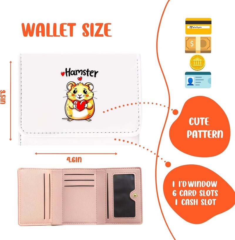 BJDAMAI Hamster Wallet For Teens Kids Girls Age 6,7,8,9,10,11,12, Small Slim Thin Mini Compact Women Wallet, Animal Lovers Gifts Stuff, Cash Card Coin Pocket Window For Female! - Image 2
